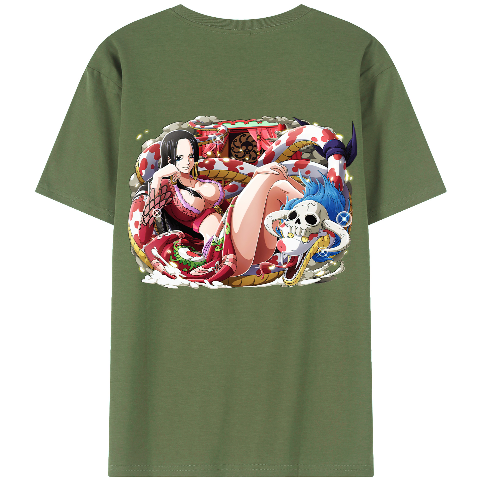 ワンピース ボア・ハンコック ONE PIECE Boa·Hancock 綿100％ メンズ半袖Tシャツ（バックプリント） 通気性